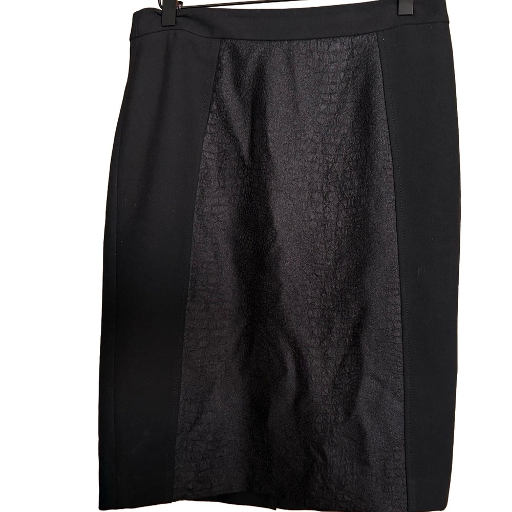 Halogen Black Textured Panel Pencil Skirt  Office Siren Chic Sz 2